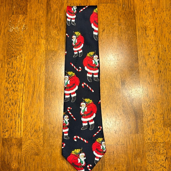 Hallmark  Santa & Candy cane “yule tie greetings” tie. 57.5” long. - Picture 2 of 4